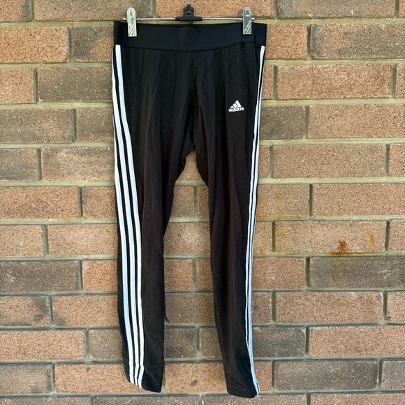 adidas Pants - Adidas High-rise Black 3-stripes Leggings Women's Size Medium